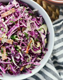 Fennel Cabbage Slaw l SimplyScratch.com #fennel #cabbage #slaw #greekyogurt #dressing #bacon #coleslaw