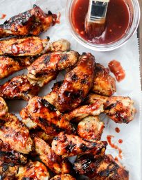 Grilled Cherry Chipotle Chicken Wings l SimplyScratch.com #grilled #wings #cookout #appetizer #homemade #barbecuesauce
