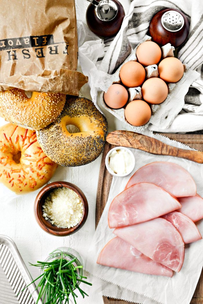 ingredients for Baked Egg In A Hole Bagels