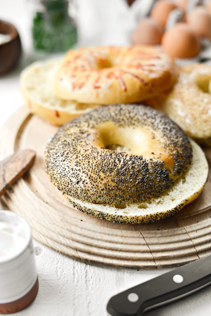 cut bagels in half horizontally
