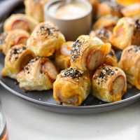 Pigs in a Blanket with Jalapeño Mustard Dip l SimplyScratch.com #smokedsausage #kalache #appetizer #snack