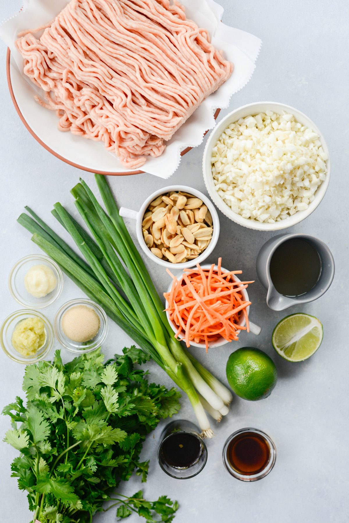 ingredients for Quick Thai Chicken Cauliflower Rice Bowl