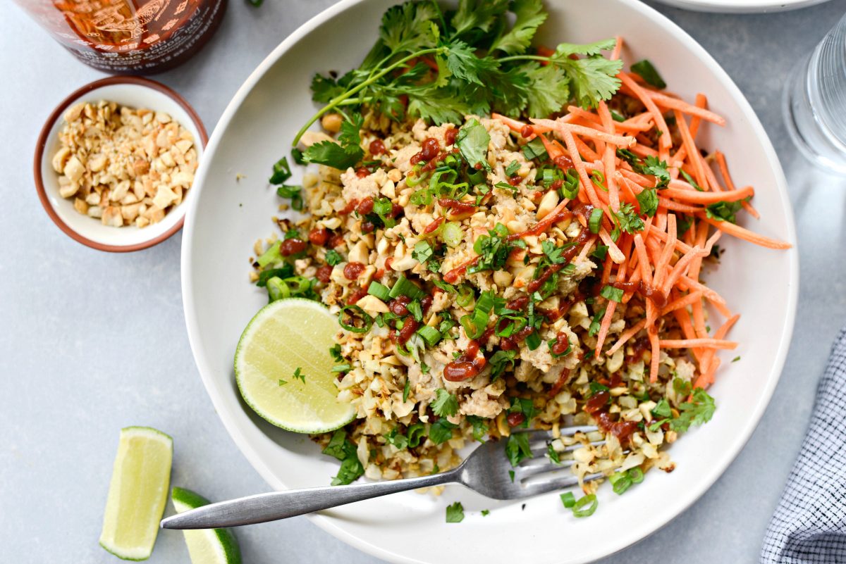 Simply Scratch Quick Thai Chicken Cauliflower Rice Bowl - Simply Scratch