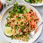 Quick Thai Chicken Cauliflower Rice Bowl l SimplyScratch.com #chicken #cauliflower #rice #quick #easy #healthy #fast #recipe