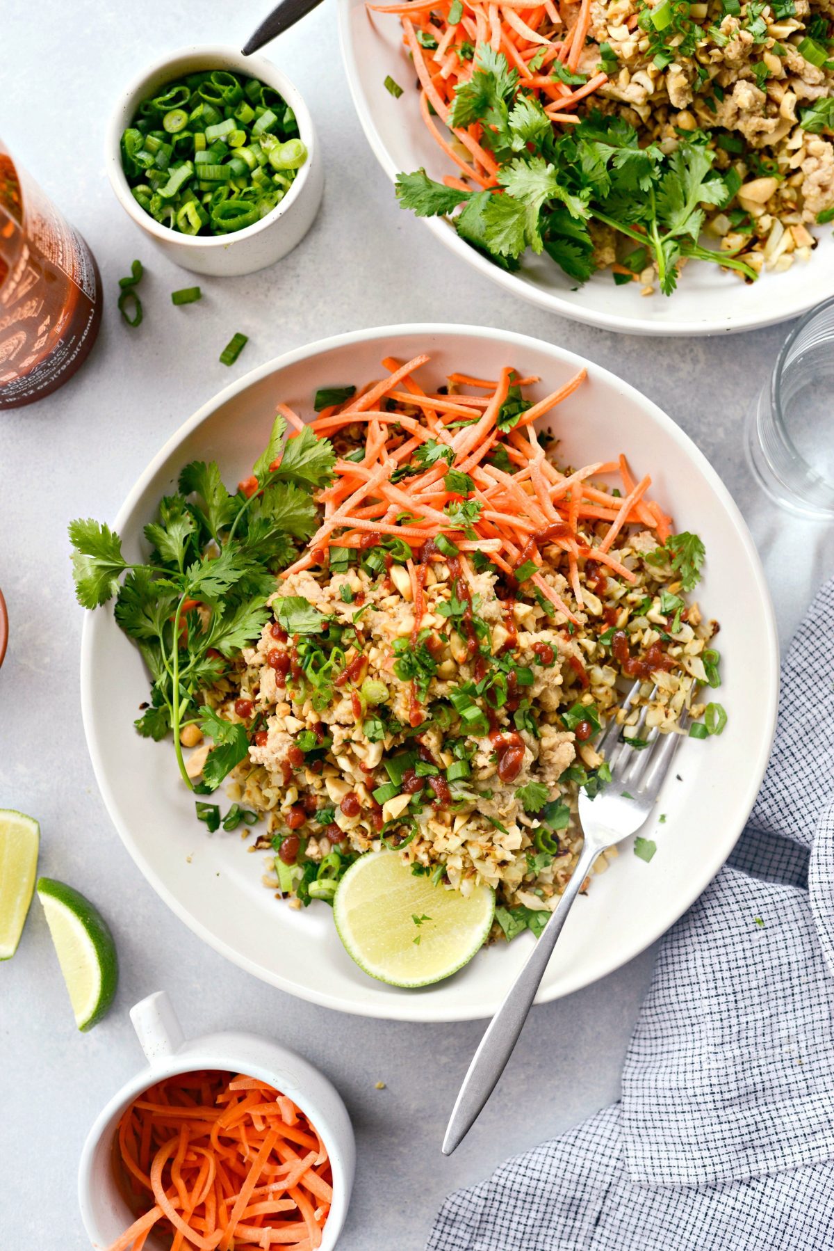 Quick Thai Chicken Cauliflower Rice Bowl l SimplyScratch.com #chicken #cauliflower #rice #quick #easy #healthy #fast #recipe