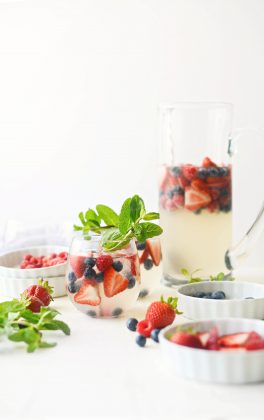 Red White and blue sangria in glass picture