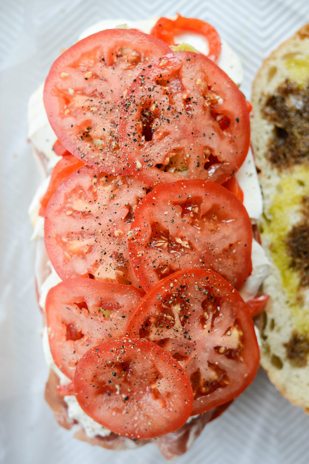 fresh tomatoes, salt and pepper.