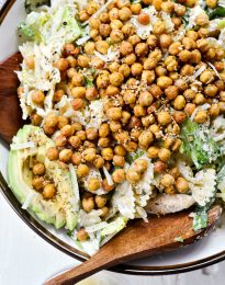 Chicken Caesar Pasta Salad l SimplyScratch.com #chicken #caesar #pastasalad #recipe #avocado #roastedchickpeas