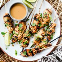 Chicken Satay with Thai Peanut Sauce l SimplyScratch.com #chicken #grilled #satay #peanutbutter #Sauce #easy #heathlydinner