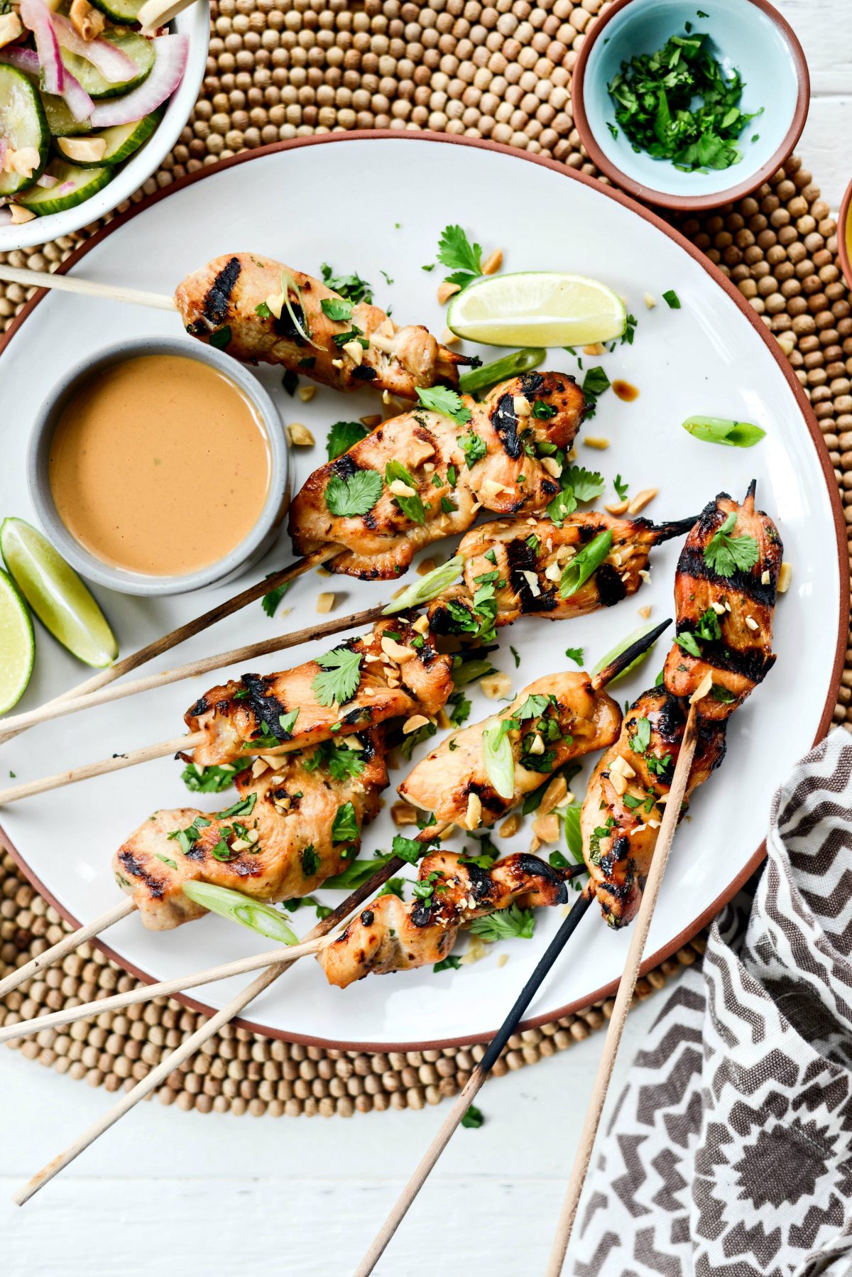 Chicken Satay with Thai Peanut Sauce l SimplyScratch.com #chicken #grilled #satay #peanutbutter #Sauce #easy #heathlydinner