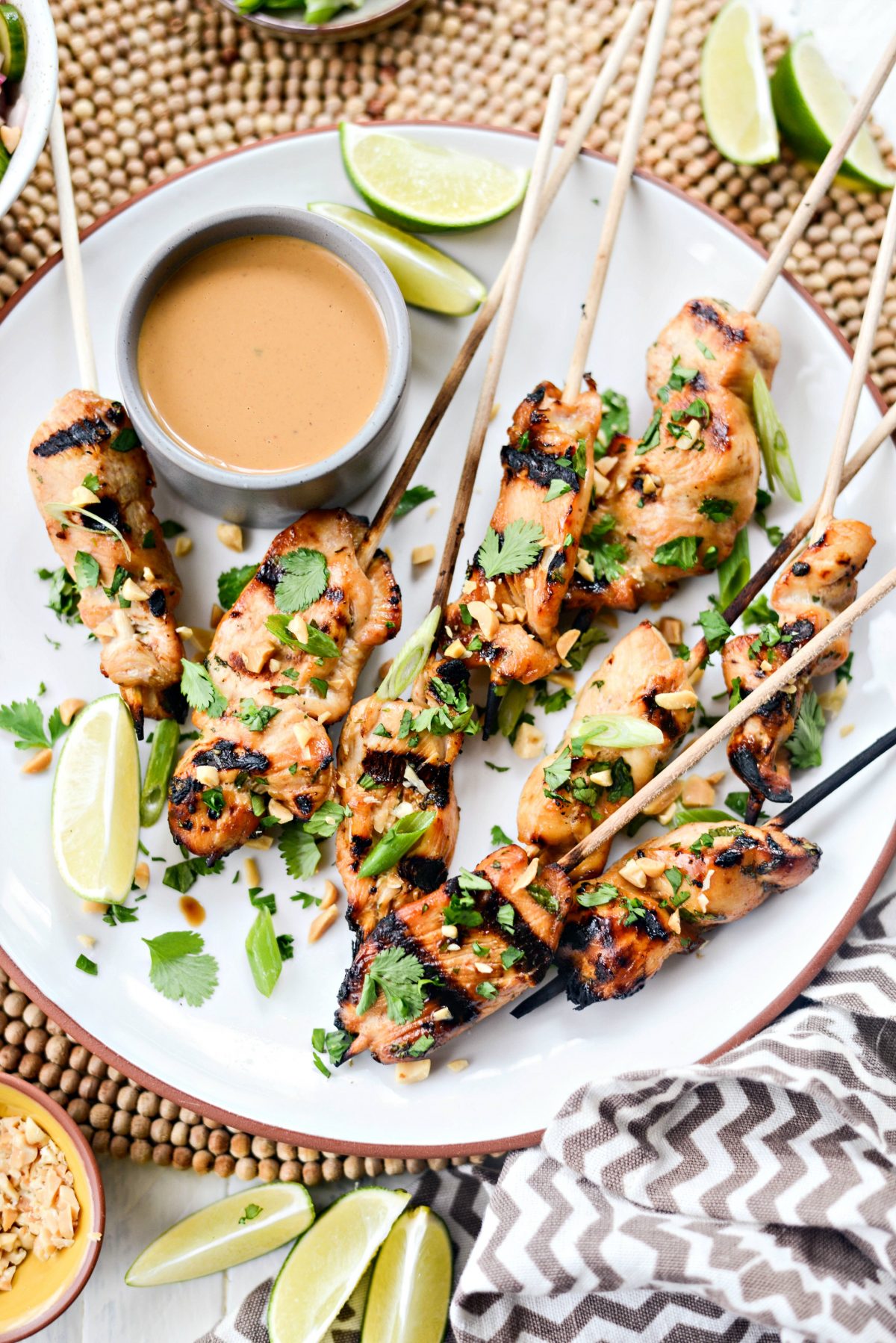 platter of Chicken Satay with Thai Peanut Sauce