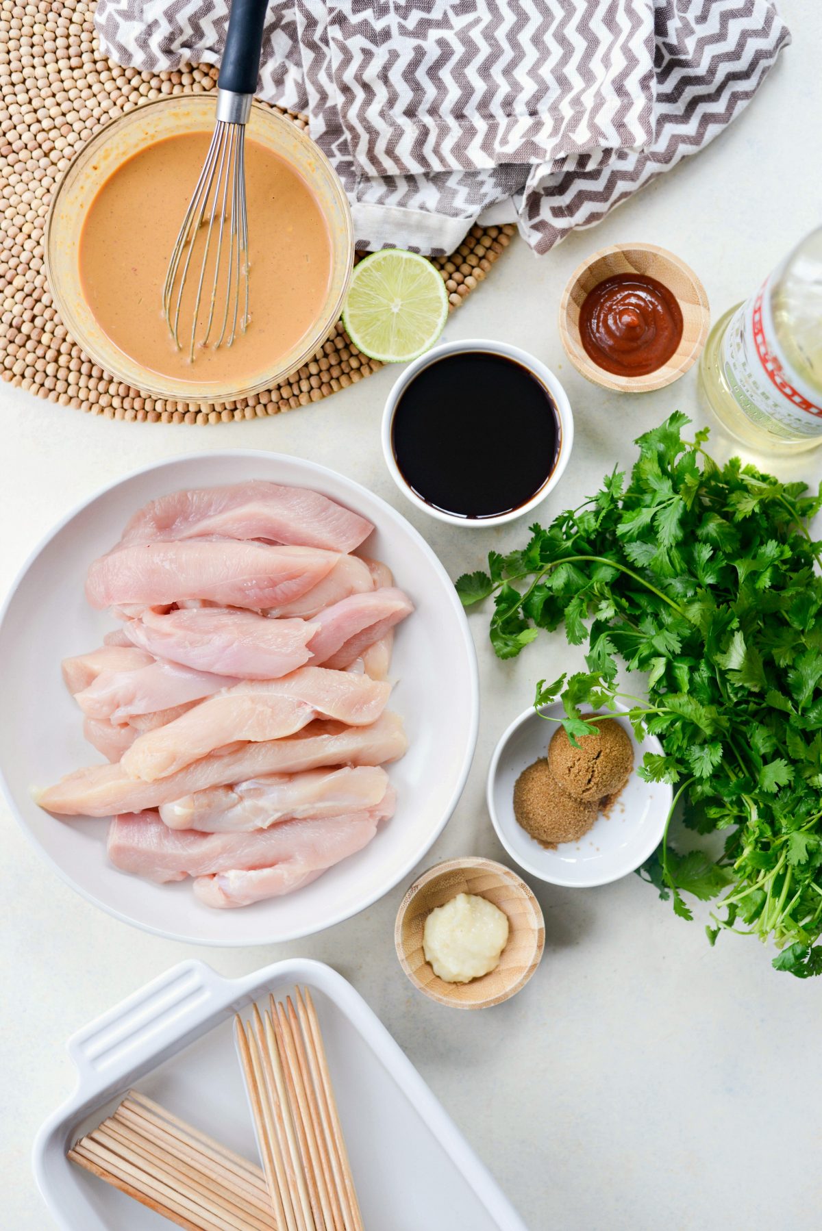 ingredients for Chicken Satay with Thai Peanut Sauce