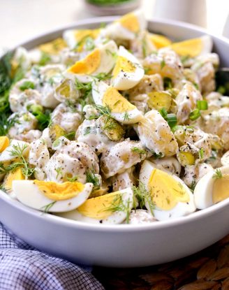 Dill Pickle Potato Salad l SimplyScratch.com #potato #salad #dillpickle #potluck #cookout