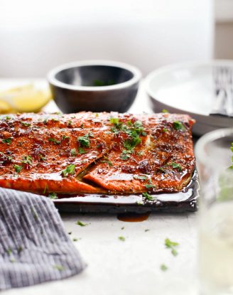 Grilled Whiskey Glazed Cedar Plank Salmon l SimplyScratch.com #grilled #salmon #cedarplank #whiskeyglaze #seafood #recipes