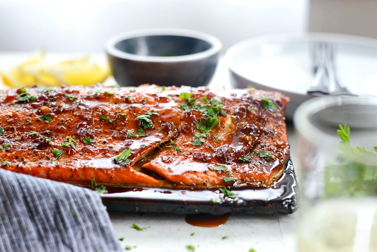 Grilled Whiskey Glazed Cedar Plank Salmon Simply Scratch