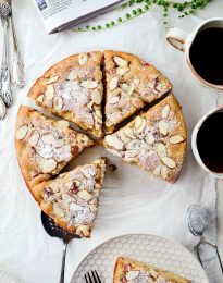 Rhubarb Almond Cake l SimplyScratch.com #rhubarb #almond #cake #summer #dessert #homemade