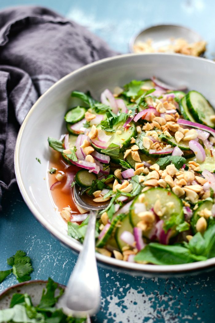 side view of Thai Cucumber Salad