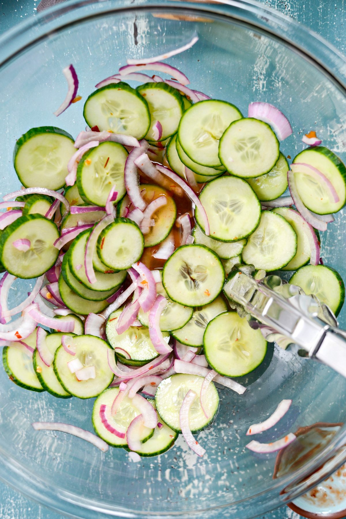 veggies softened and pickled in the bowl