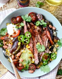 Grilled Chipotle Steak Fajita Rice Bowl l SimplyScratch.com #chipotle #grilledsteak #grilled #steak #fajita #rice #bowl #dinner #easy #recipe