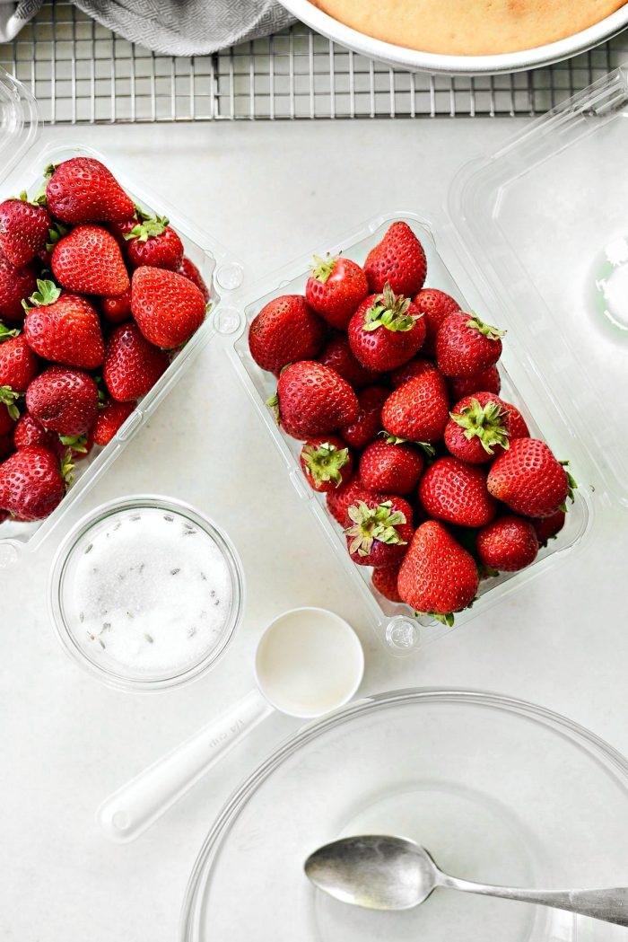 strawberries and lavender sugar