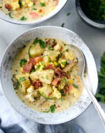 Summer Corn and Zucchini Chowder l SimplyScratch.com #summer #corn #zucchini #potato #chowder #soup #sweetcorn