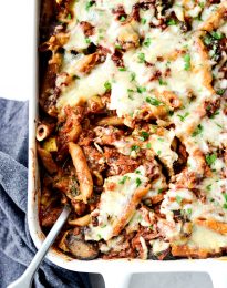 Three Cheese Vegetable Mostaccioli l SimplyScratch.com #vegetable #mostaccioli #pasta #bakedpasta #vegetarian #simplyscratch #homemade