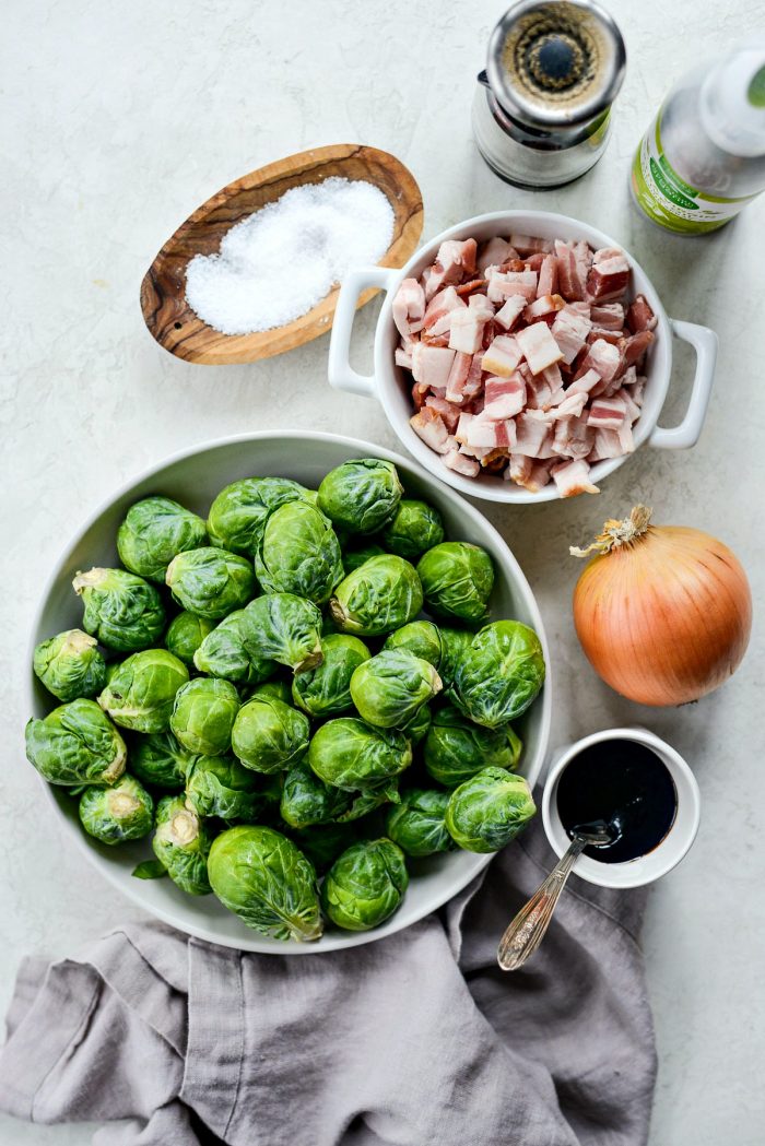 ingredients for Caramelized Balsamic Glazed Brussels Sprouts