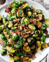 Caramelized Balsamic Glazed Brussels Sprouts l SimplyScratch.com #brussels #sprouts #bacon #sidedish #holiday #easy #recipe #balsamic #thanksgiving