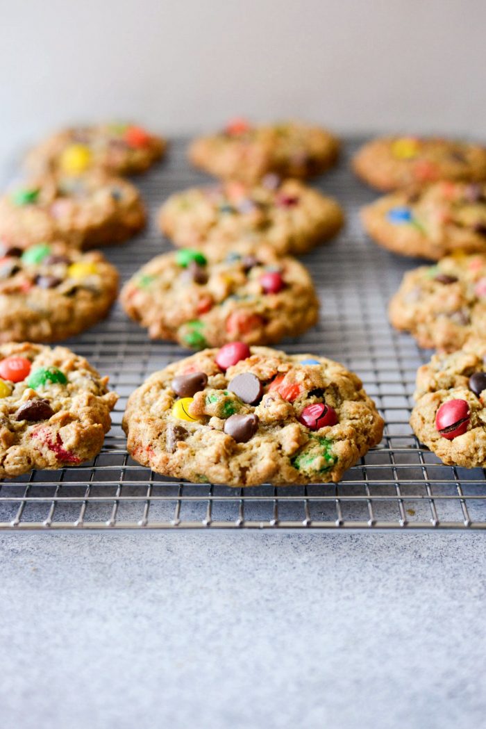 Monster Cookies on wire rack