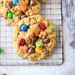 Monster Cookies l SimplyScratch.com #monstercookies #cookies #oatmeal #candy #chocolate #halloween #baking #cookierecipe