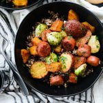 Smoked Sausage and Vegetable Sheet Pan Dinner l SimplyScratch.com #easy #sausage #vegetables #sheetpan #dinner #recipe #simplyscratch #butternutsquash #brusselssprouts