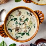 Chicken Forester Soup l SimplyScratch.com #chicken #mushroom #spinach #rice #soup #fromscratch #easy