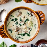 Chicken Forester Soup l SimplyScratch.com #chicken #mushroom #spinach #rice #soup #fromscratch #easy