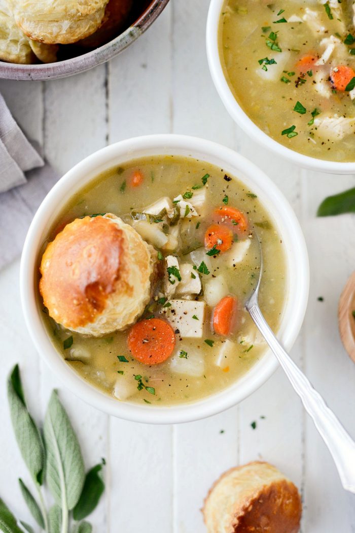 Homemade Turkey Pot Pie Soup in Thanksgiving Leftover Recipes