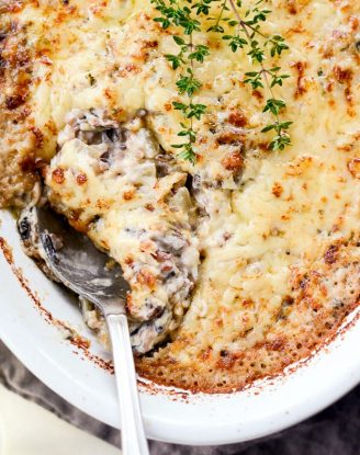 Mushroom Wild Rice Casserole l SimplyScratch.com #easy #homemade #mushroom #wildrice #casserole #nocannedsoup #fromscratch #thanksgiving #holiday #recipe