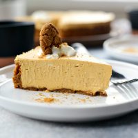 No-Bake Pumpkin Cheesecake with Gingersnap Crust l SimplyScratch.com #homemade #nobake #pumpkin #cheesecake #gingersnap #cookie #crust #thanksgiving #holiday #dessert