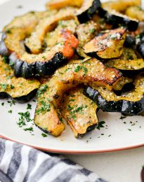 Parmesan Herb Roasted Acorn Squash l SimplyScratch.com #fall #squash #roasted #sidedish #thanksgiving #easy #holiday #recipe