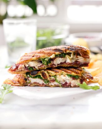 Turkey Cranberry Croissant Panini l SimplyScratch.com #leftover #turkey #recipe #sandwich #panini #cranberry #bacon #thanksgiving #thanksgivinglefoterrecipes