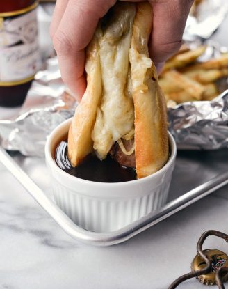 Easy French Dip Sandwiches l SimplyScratch.com #beef #frenchdip #sandwich #quick #easy #gameday #partyfood