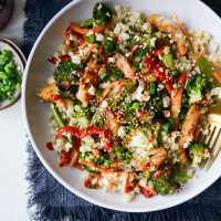 Sheet Pan Teriyaki Chicken and Cauliflower Rice l SimplyScratch.com #sheetpan #dinner #chicken #easyrecipe #teriyaki #cauliflowerrice #healthy