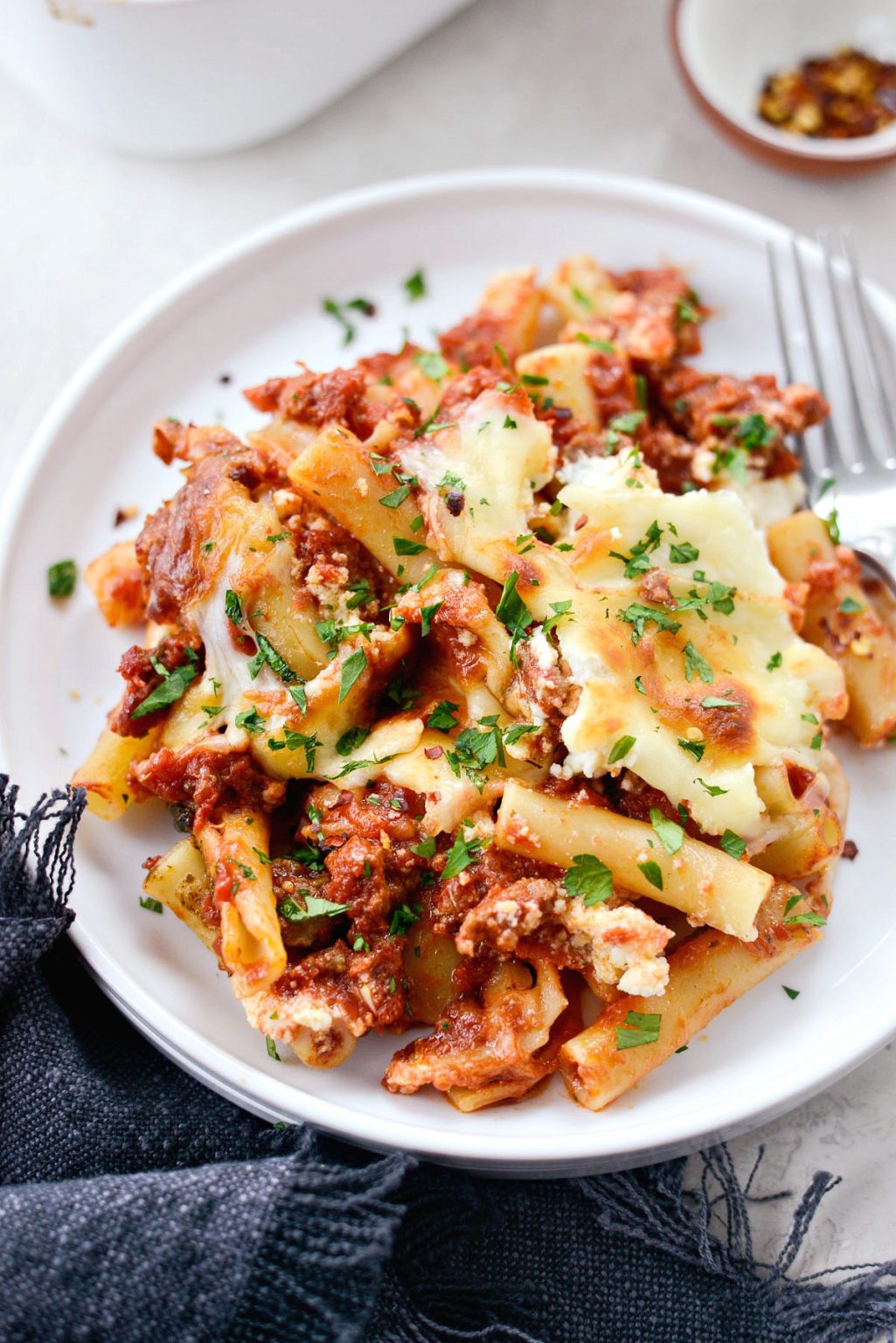 Spicy Italian Sausage Baked Ziti - Simply Scratch