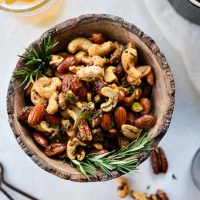 Sweet and Smoky Bar Nuts l SimplyScratch.com #nuts #nutmix #rosemary #sweet #smoky #snack #appetizer #beer #beernuts