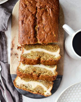 Cheesecake Banana Bread l SimplyScratch.com #cheesecake #bananabread #homemade #easy #fromscratch #banana #quickbread