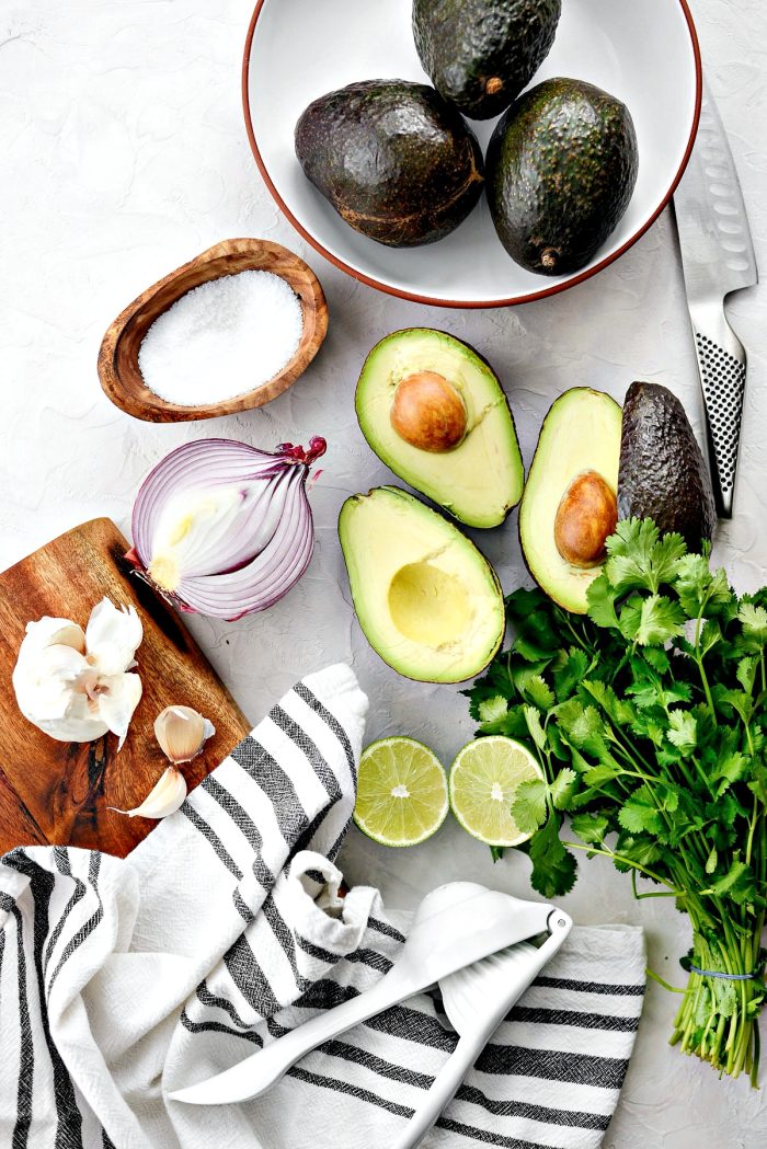 ingredients for The Best Homemade Guacamole Recipe