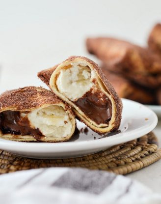Air Fryer Cheesecake Chimichangas l SimplyScratch.com #airfryer #airfried #airfry #recipe #cheesecake #chimichanga #easy