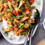 Healthy Sesame Chicken l SimplyScratch.com #healthy #sesame #chicken #stirfry #rice #dinner #takeout