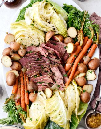 Slow Cooker Corned Beef and Cabbage Dinner l SimplyScratch.com #slowcooker #cornedbeef #stpatricksday #easydinner #crockpot #slowcooking #beef #boileddinner #irishdinner