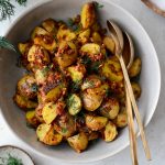 Sun-dried Tomato Roasted Breakfast Potatoes l SimplyScratch.com #sundried #tomato #breakfast #potatoes #roasted #sidedish #yukongold #brunch