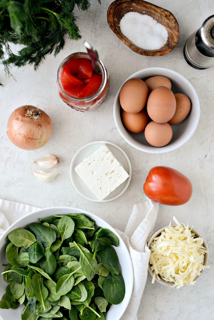 Tomato Spinach and Feta Crustless Quiche - Simply Scratch
