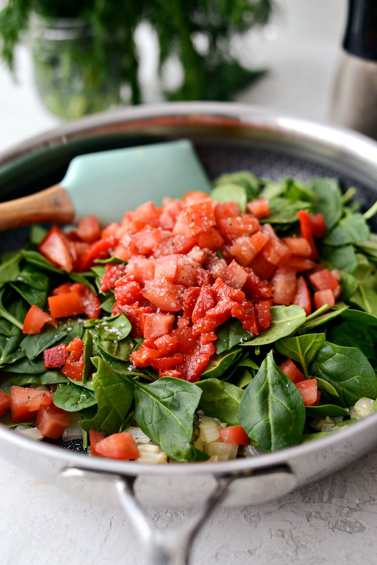 Tomato Spinach and Feta Crustless Quiche - Simply Scratch